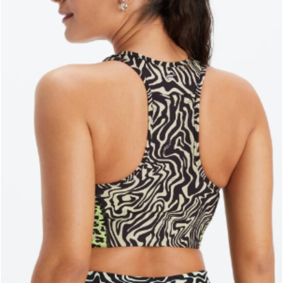 Fabletics NWT On-The-Go Medium Impact Sports Bra in Marbled Zebra Wavy Cheetah - Picture 5 of 5